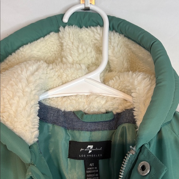 7 For All Mankind Kids' Zip Up Fleece with Hood, Size 4T, Green - Picture 6 of 6